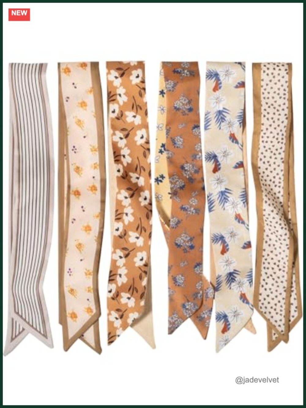 6 Pack Satin Polyester Scarves for Women, Versatile Boho Head Scarf